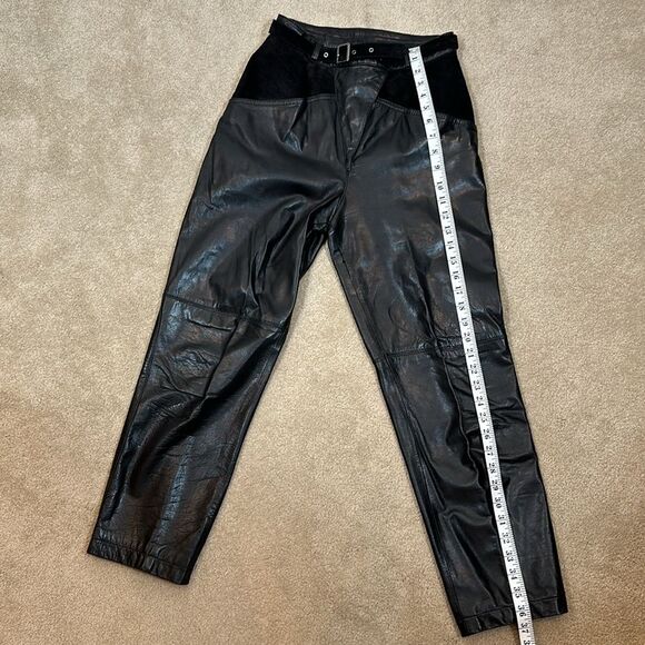 Vintage Berman’s Korea Leather High Rise Ankle Women Pants VTG 8 Approx 4 Petite - Picture 4 of 11